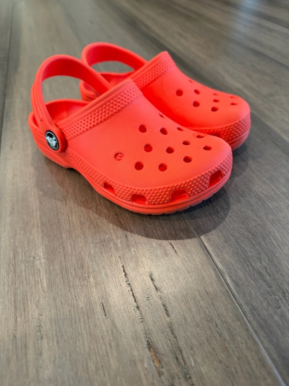 CROCS Kids Classic Clogs in Vibrant Orange-Red